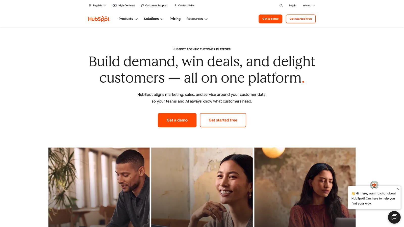 Screenshot of HubSpot CRM website