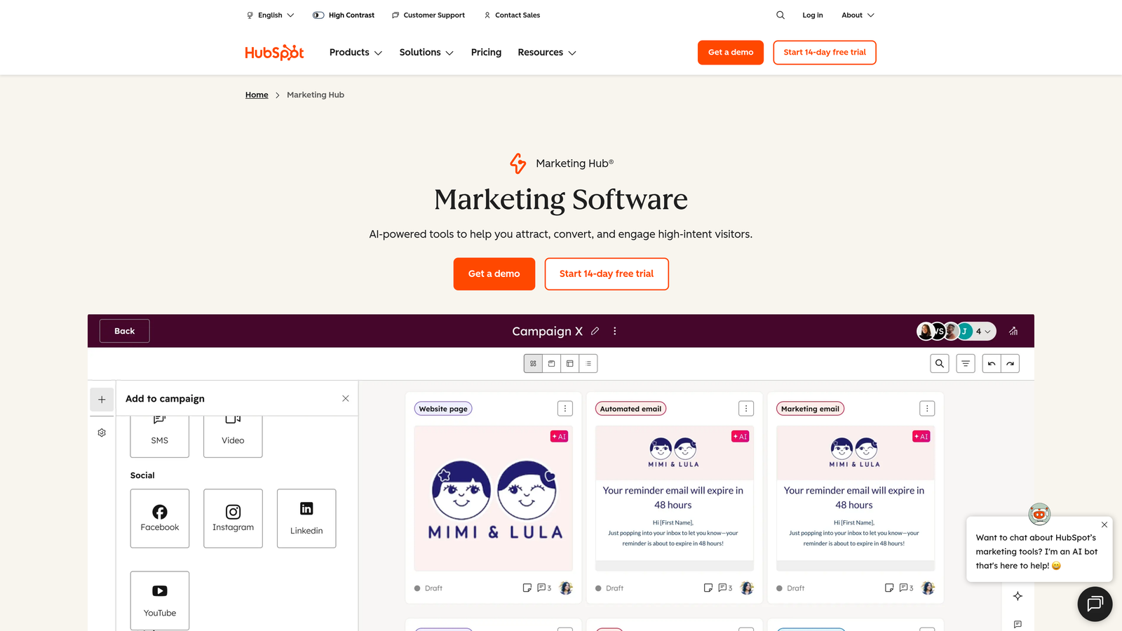 Screenshot of HubSpot Forms website