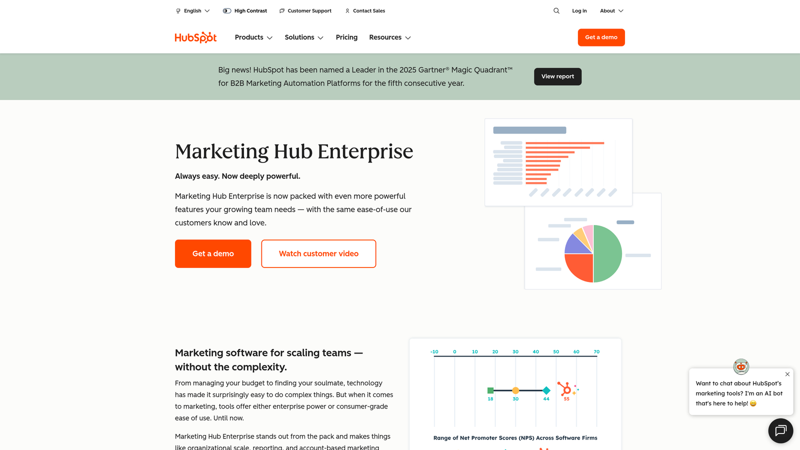 Screenshot of HubSpot Marketing Hub Enterprise website