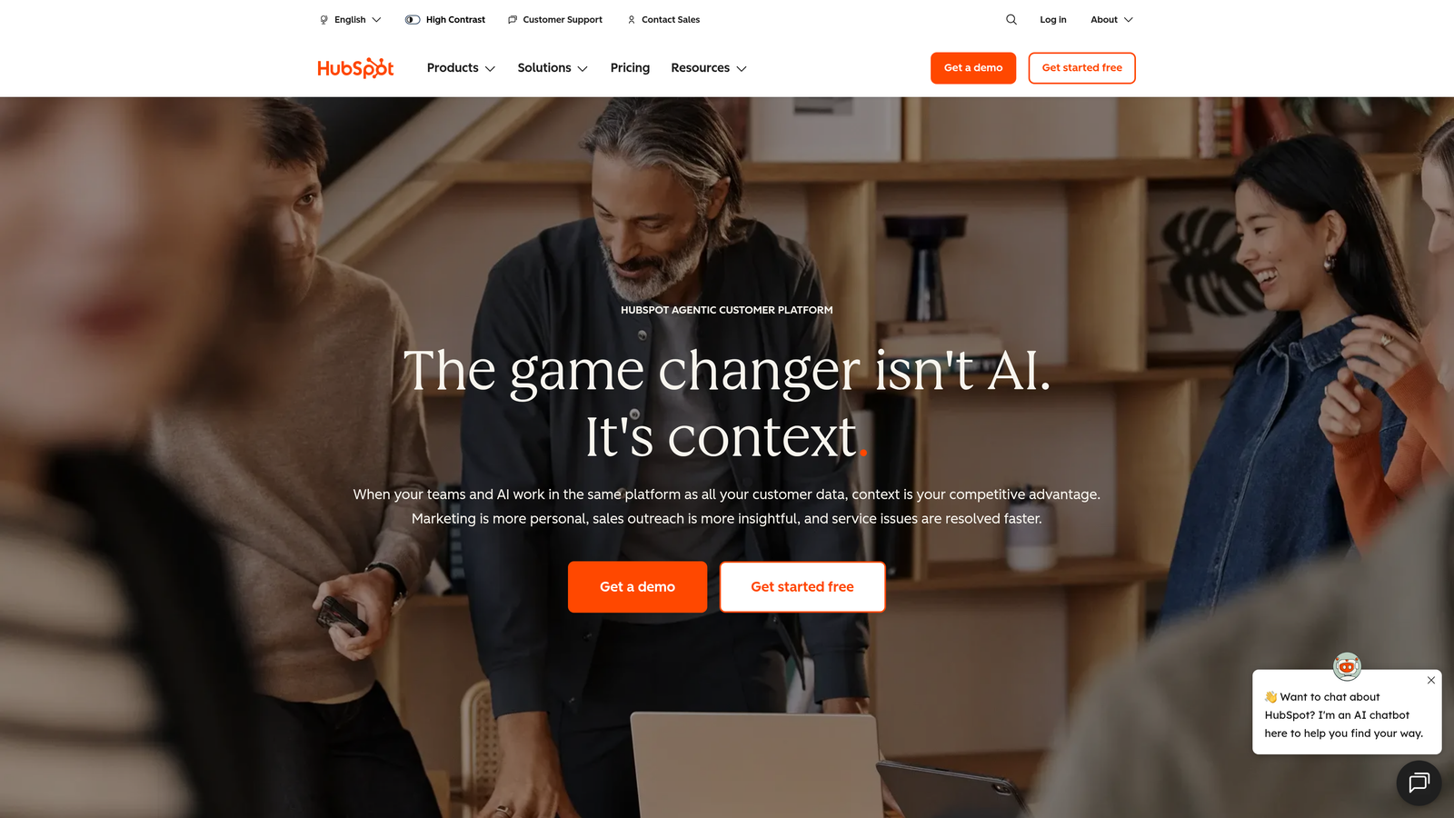 Screenshot of HubSpot website