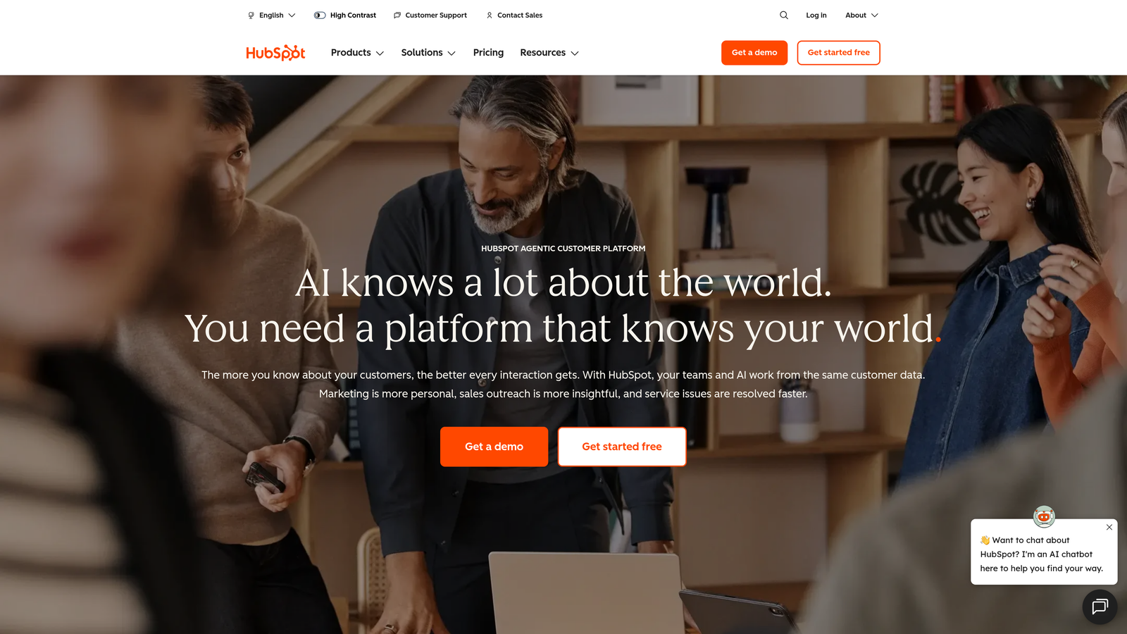 Screenshot of HubSpot website