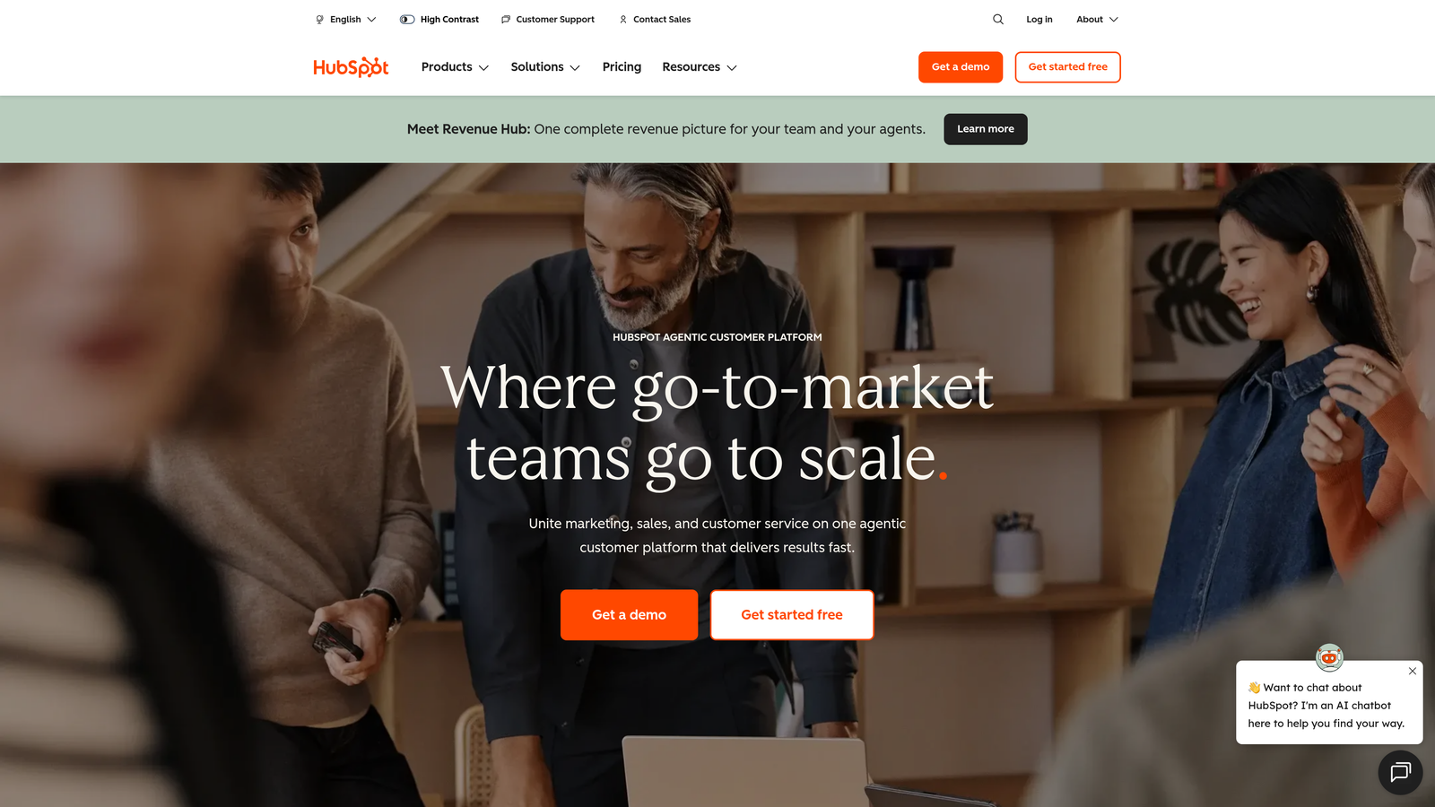 Screenshot of HubSpot website
