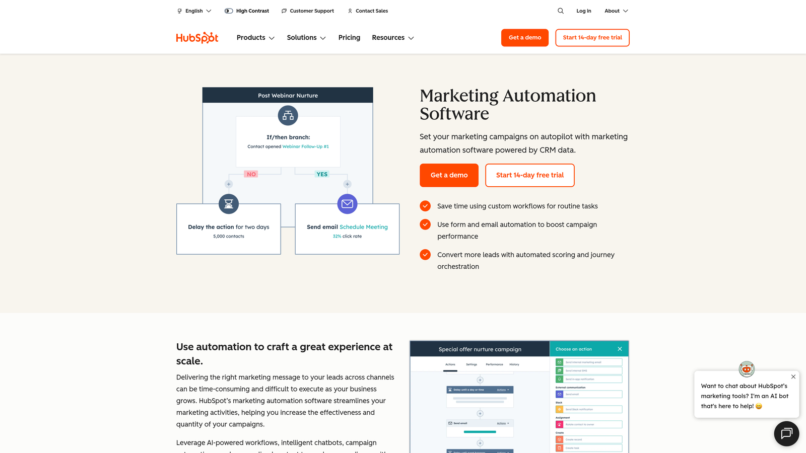 Screenshot of HubSpot Workflows website
