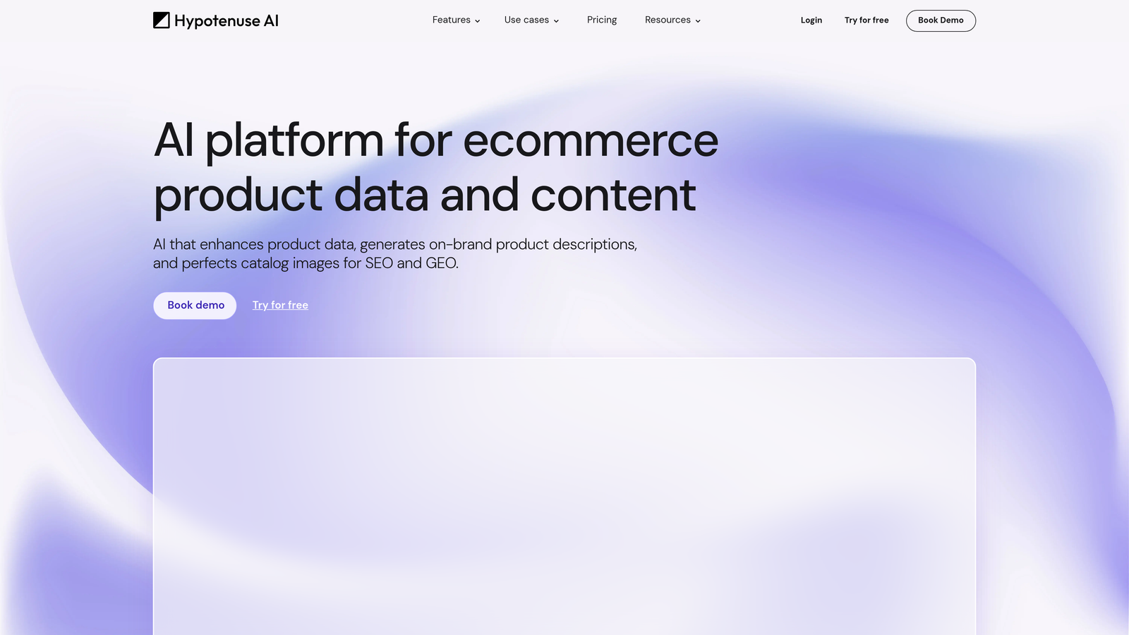 Screenshot of Hypotenuse AI website