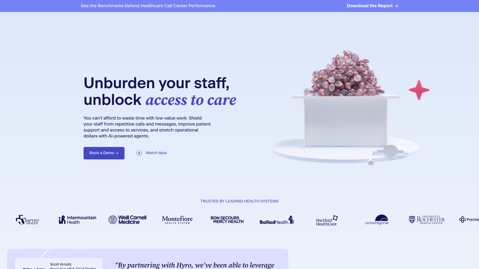 Screenshot of Hyro AI website