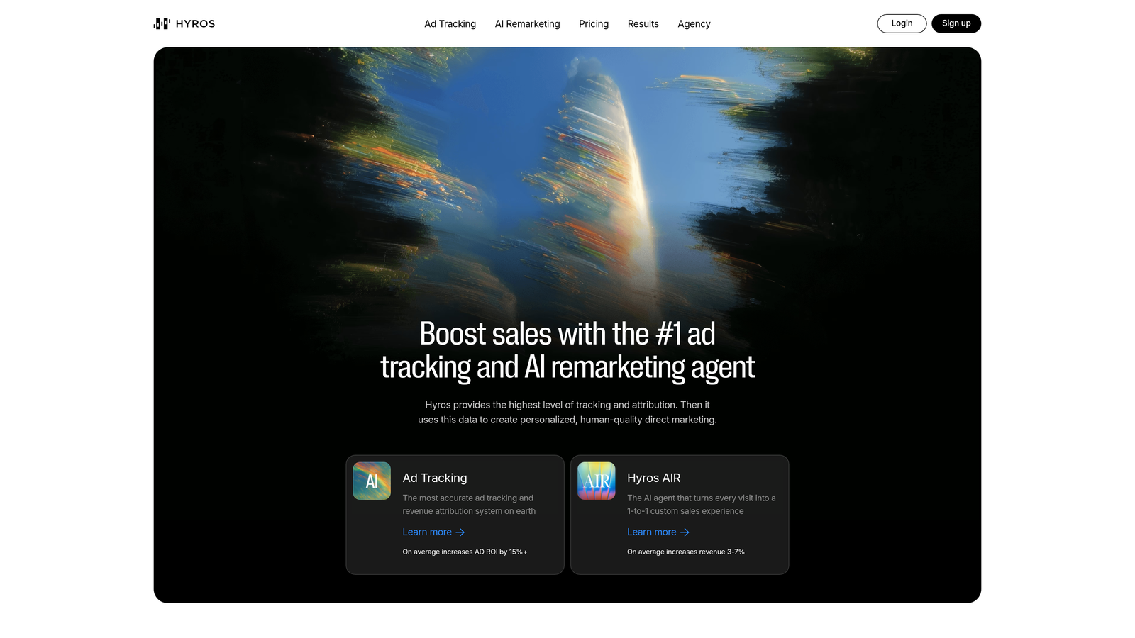 Screenshot of Hyros website