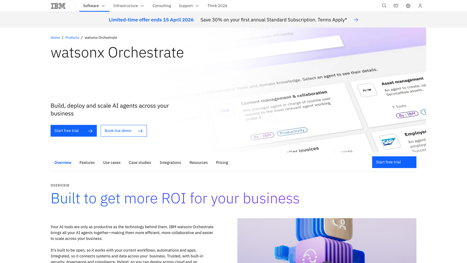 Screenshot of IBM watsonx Assistant website