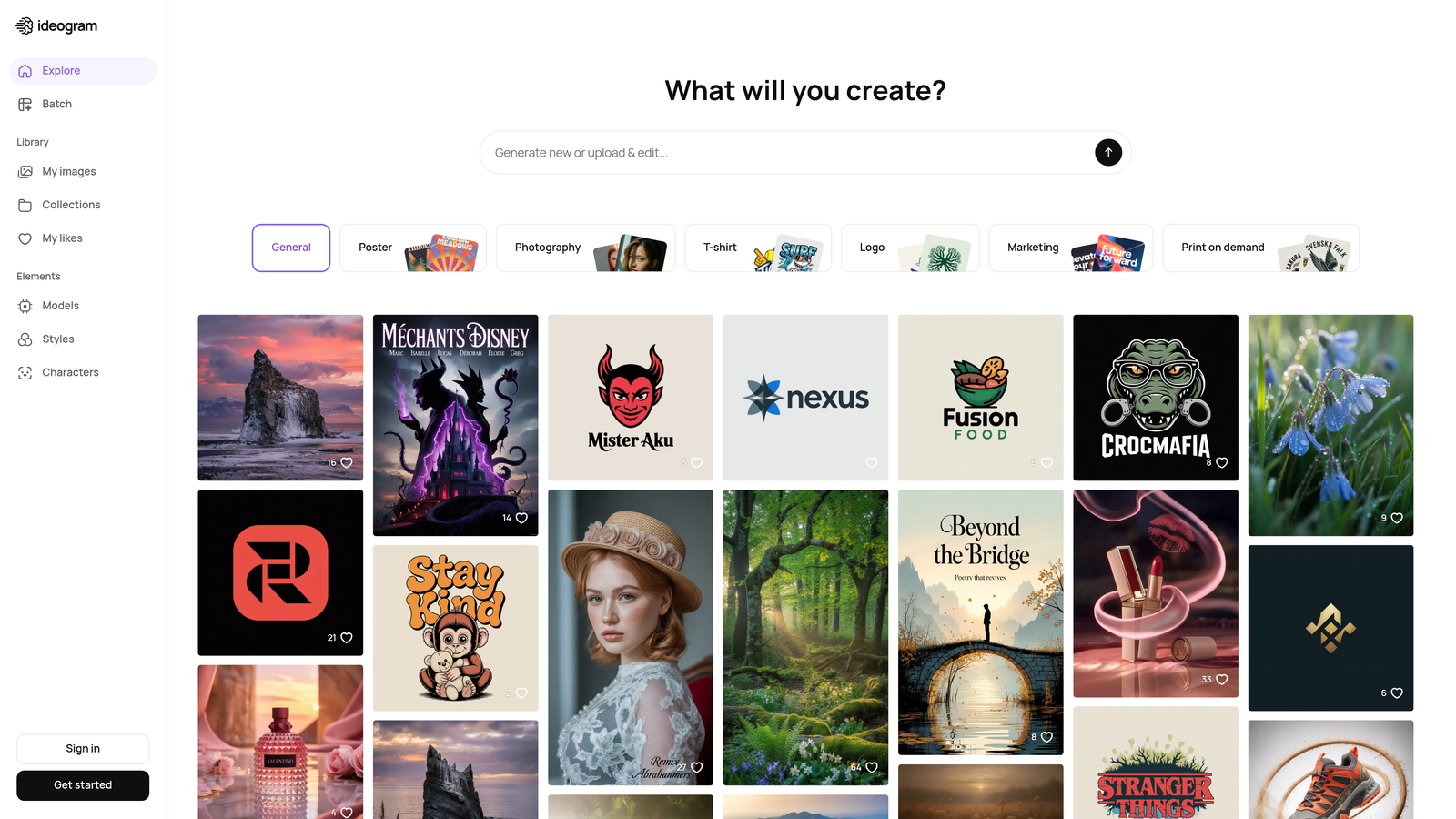 Screenshot of Ideogram website