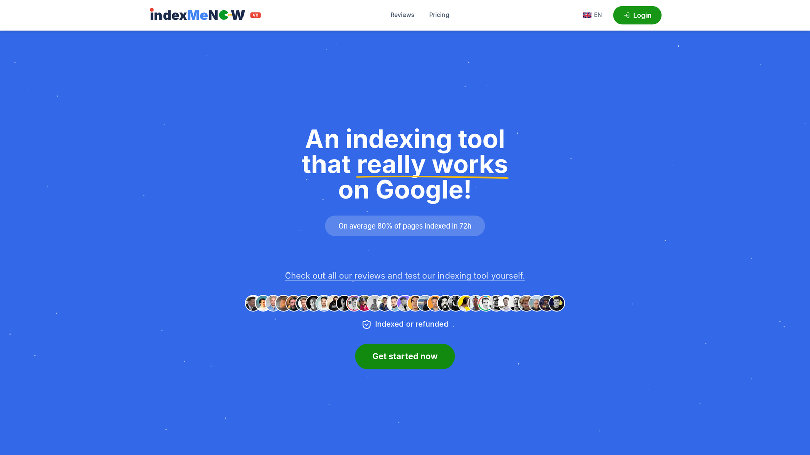 Screenshot of IndexMeNow website