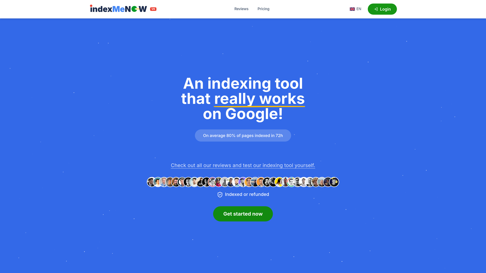 Screenshot of IndexMeNow website