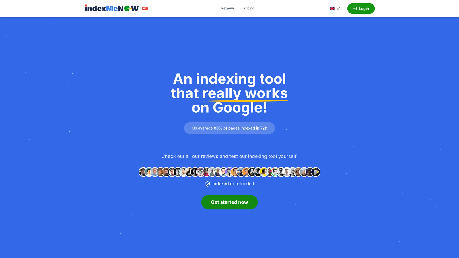 Screenshot of IndexMeNow website