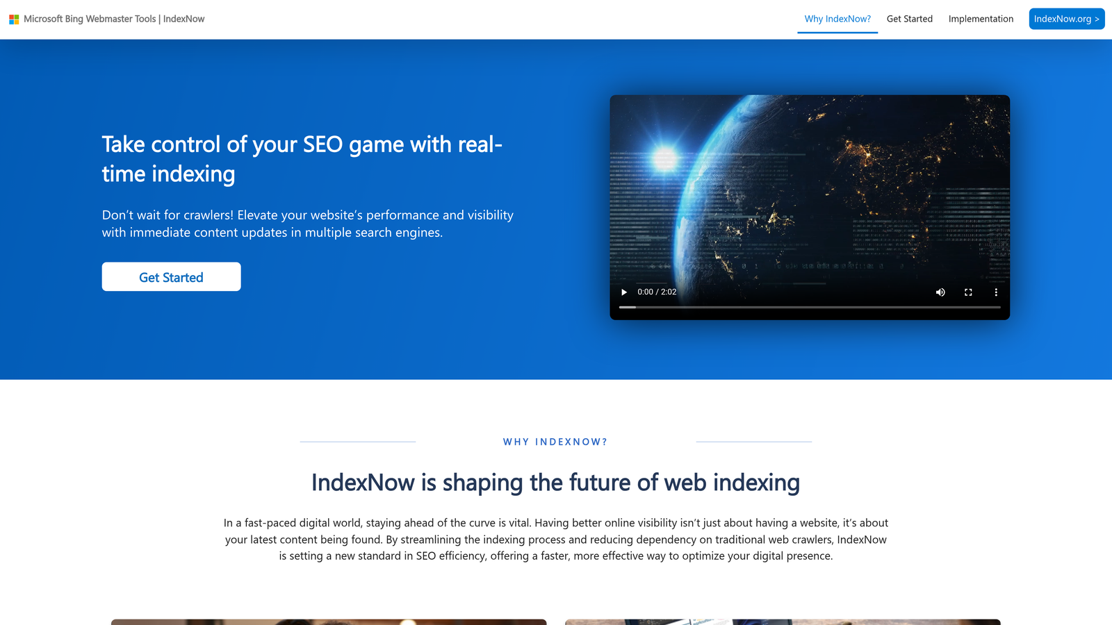 Screenshot of IndexNow Plugin by Bing website