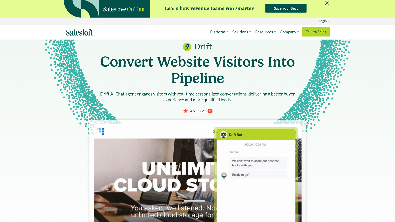 Screenshot of Infer (Ignite by Drift) website