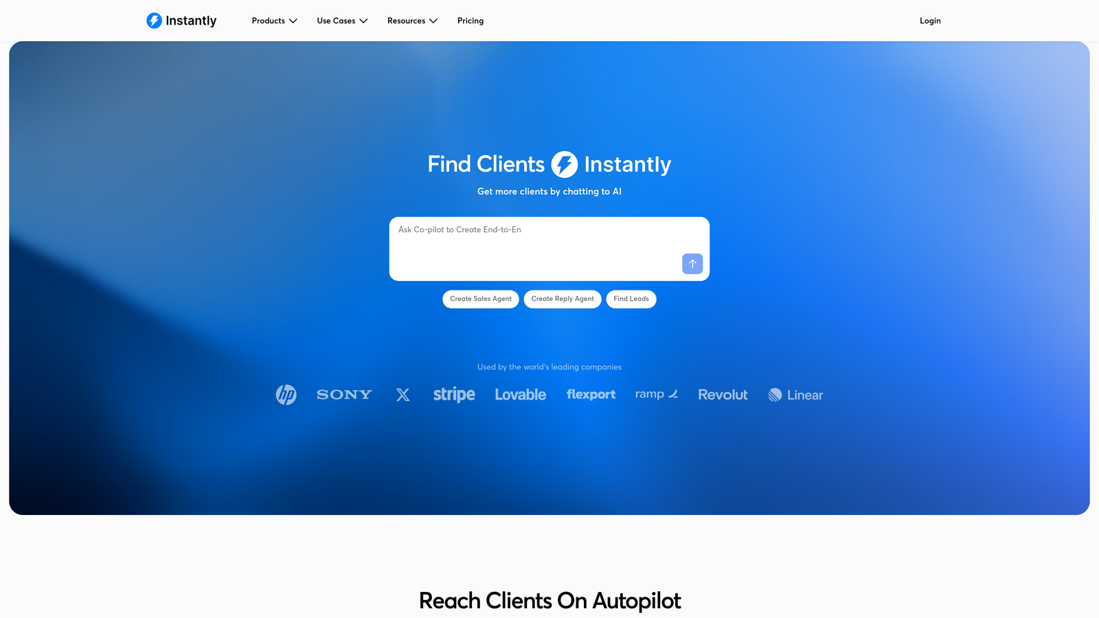 Screenshot of Instantly.ai website