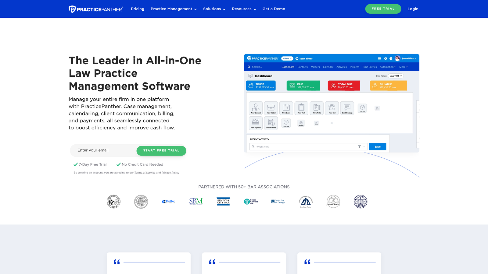 Screenshot of Intake.io (by PracticePanther) website