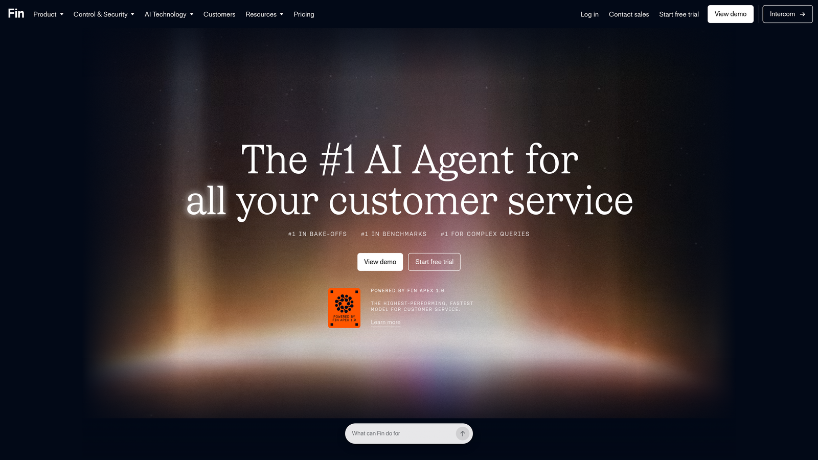 Screenshot of Intercom Fin AI website