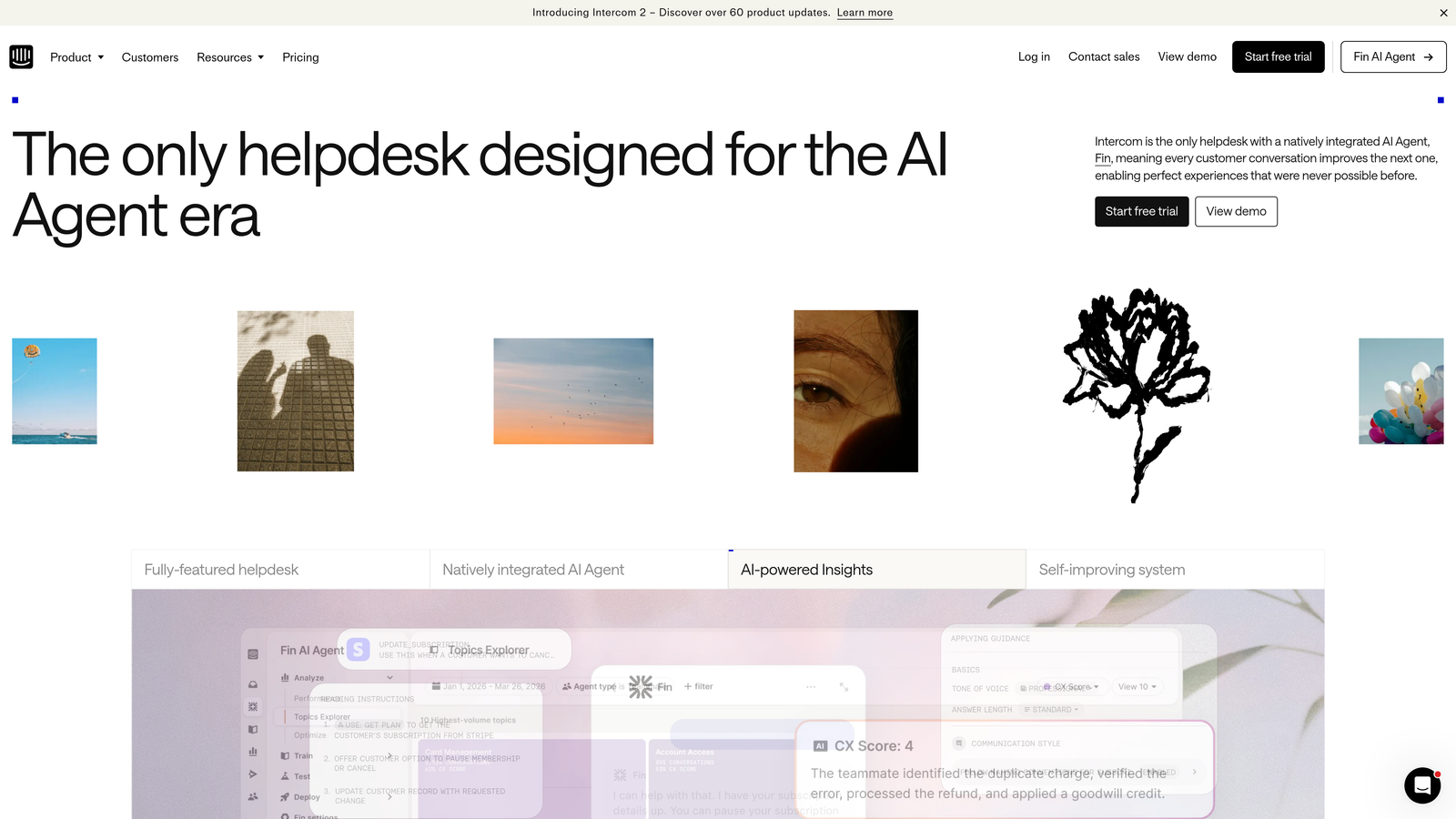Screenshot of Intercom Fin website