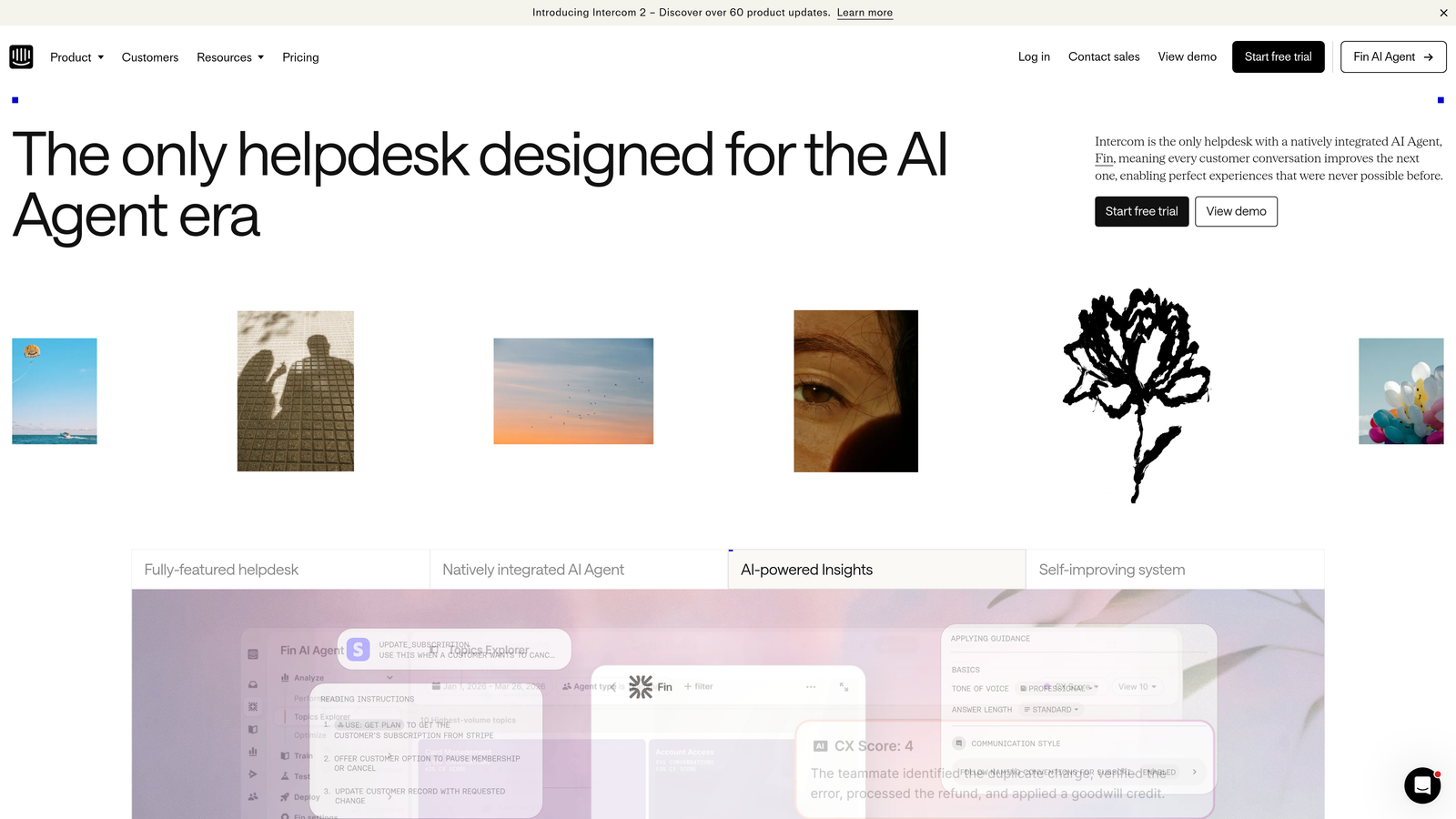 Screenshot of Intercom Fin website