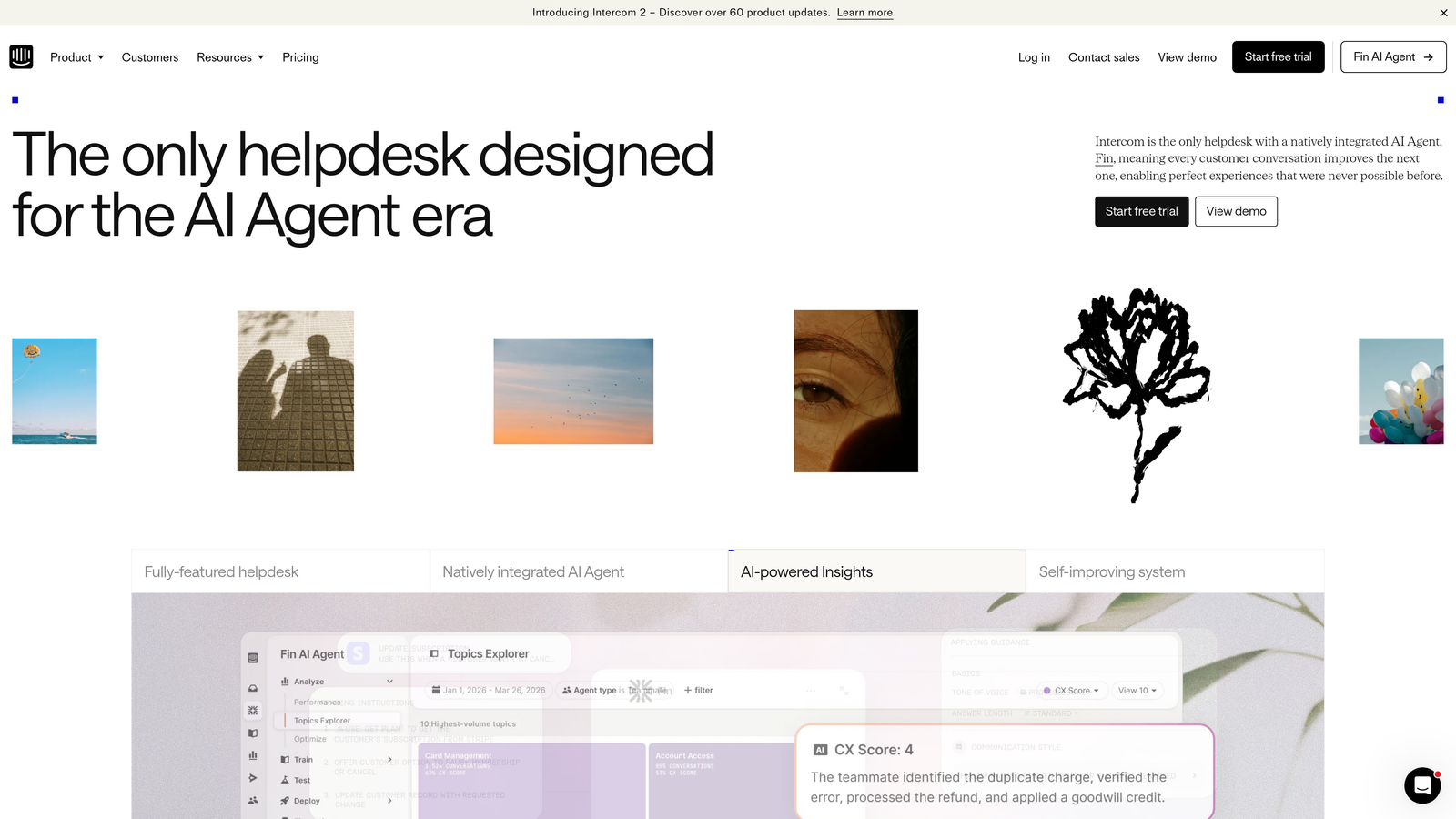 Screenshot of Intercom Fin website