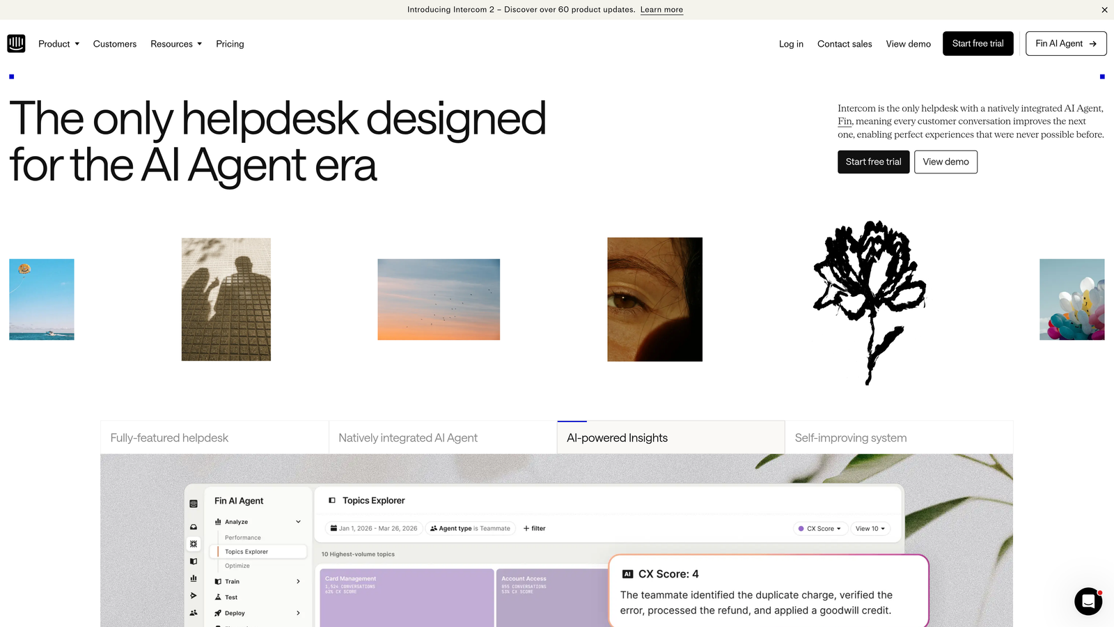 Screenshot of Intercom Fin website