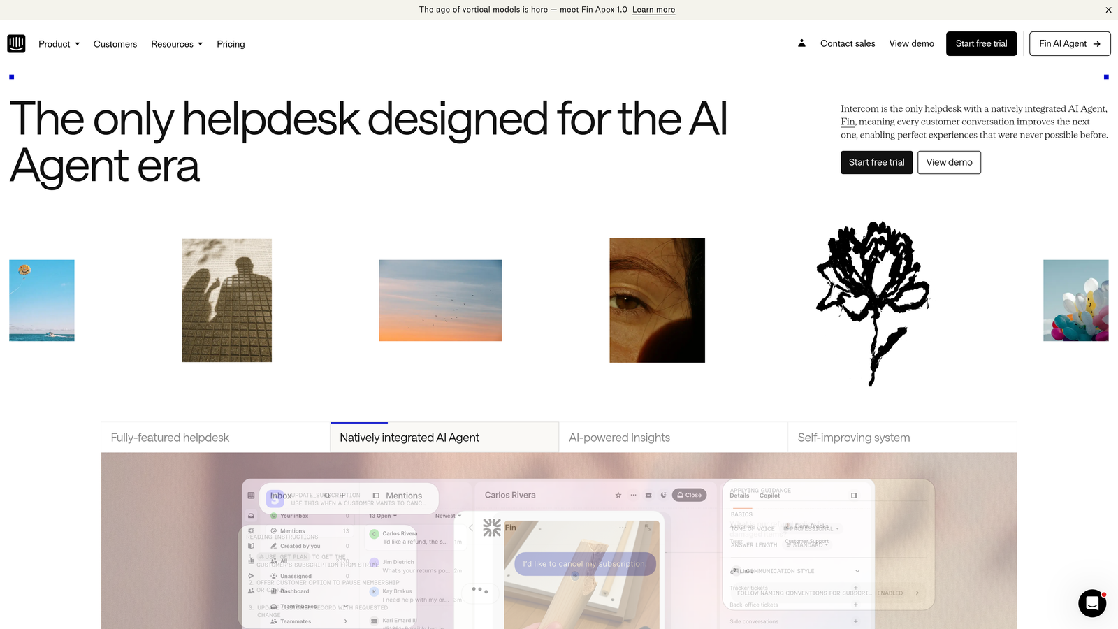 Screenshot of Intercom Reporting website