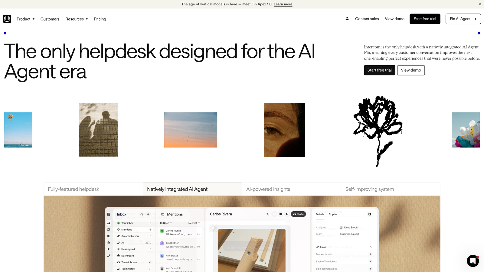 Screenshot of Intercom Reporting website
