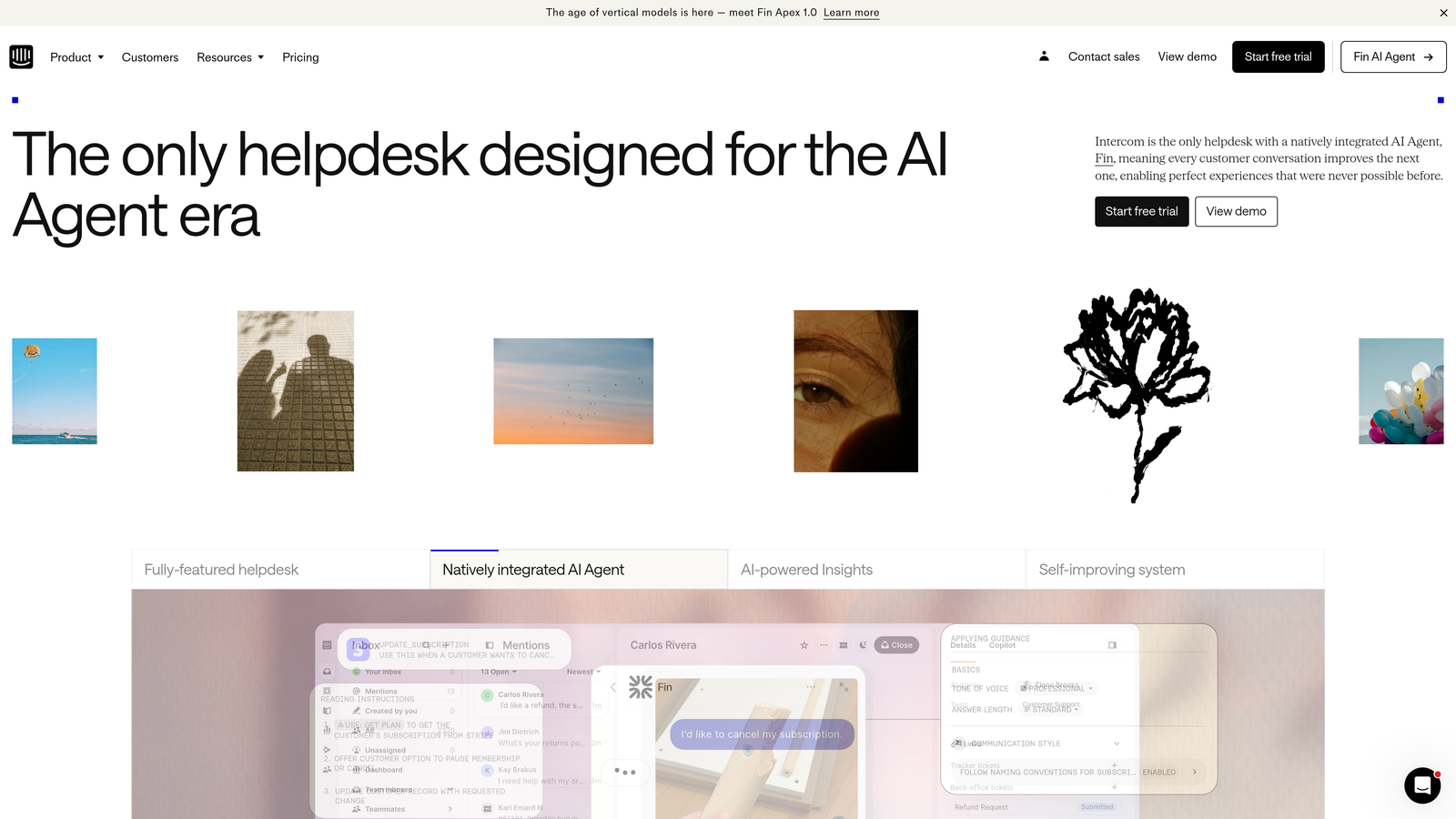 Screenshot of Intercom Reporting website