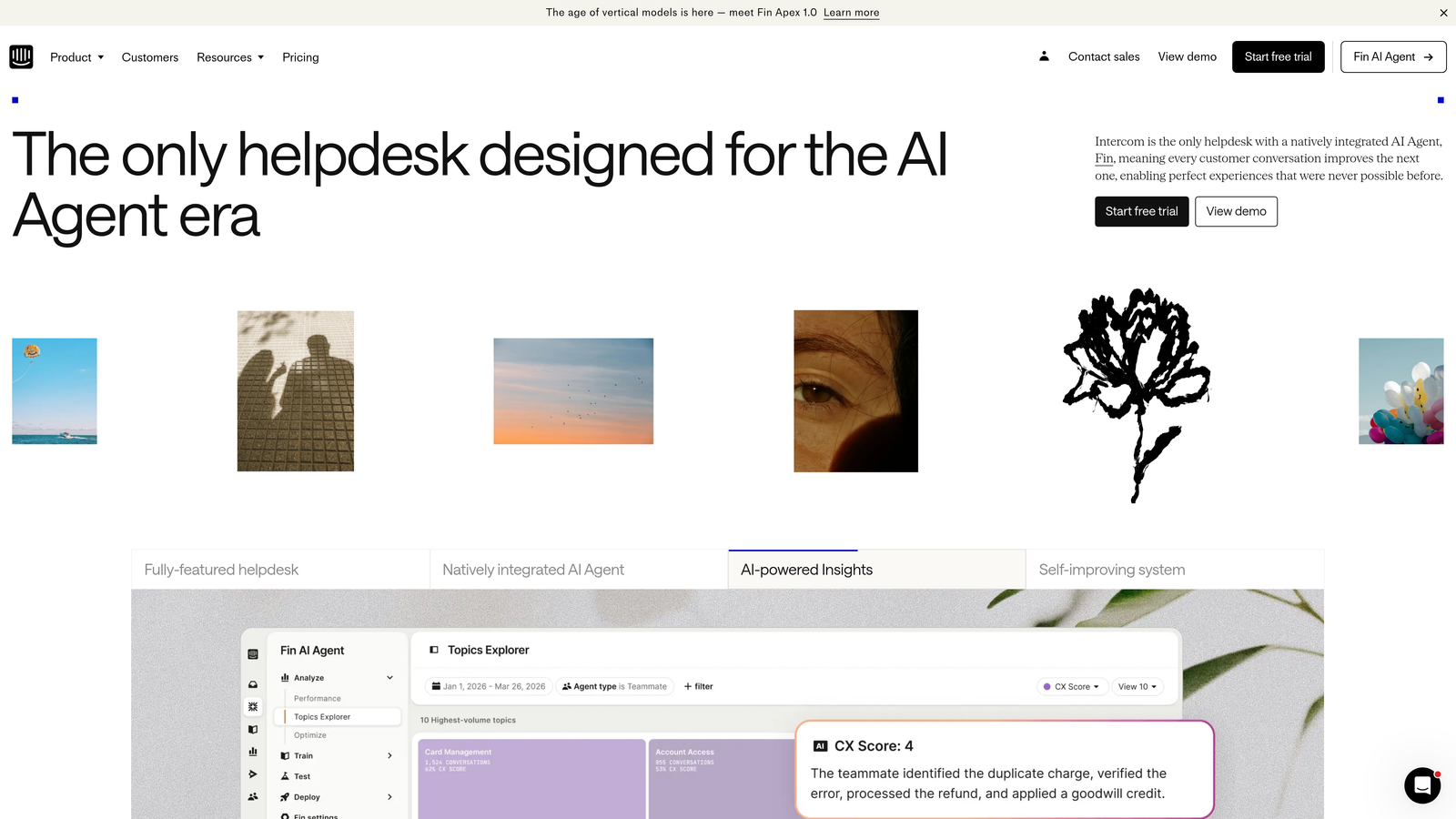 Screenshot of Intercom website