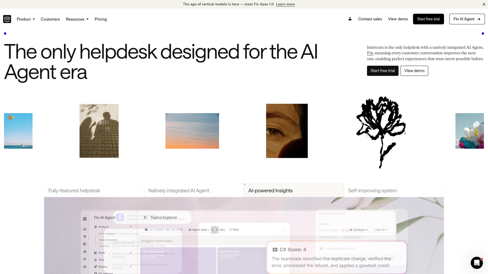 Screenshot of Intercom website