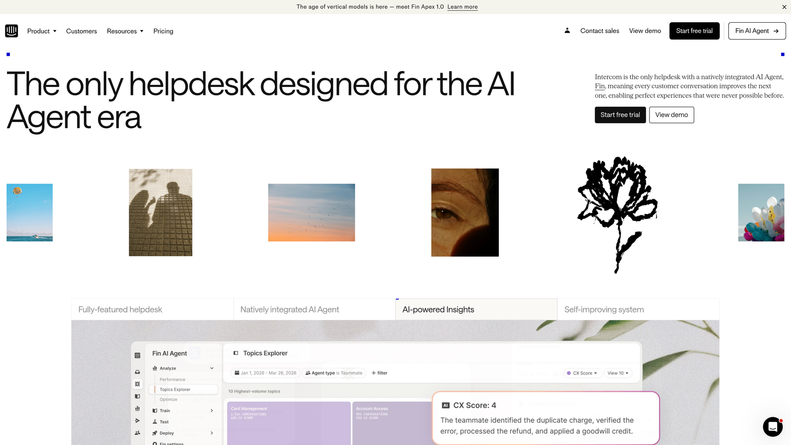 Screenshot of Intercom website