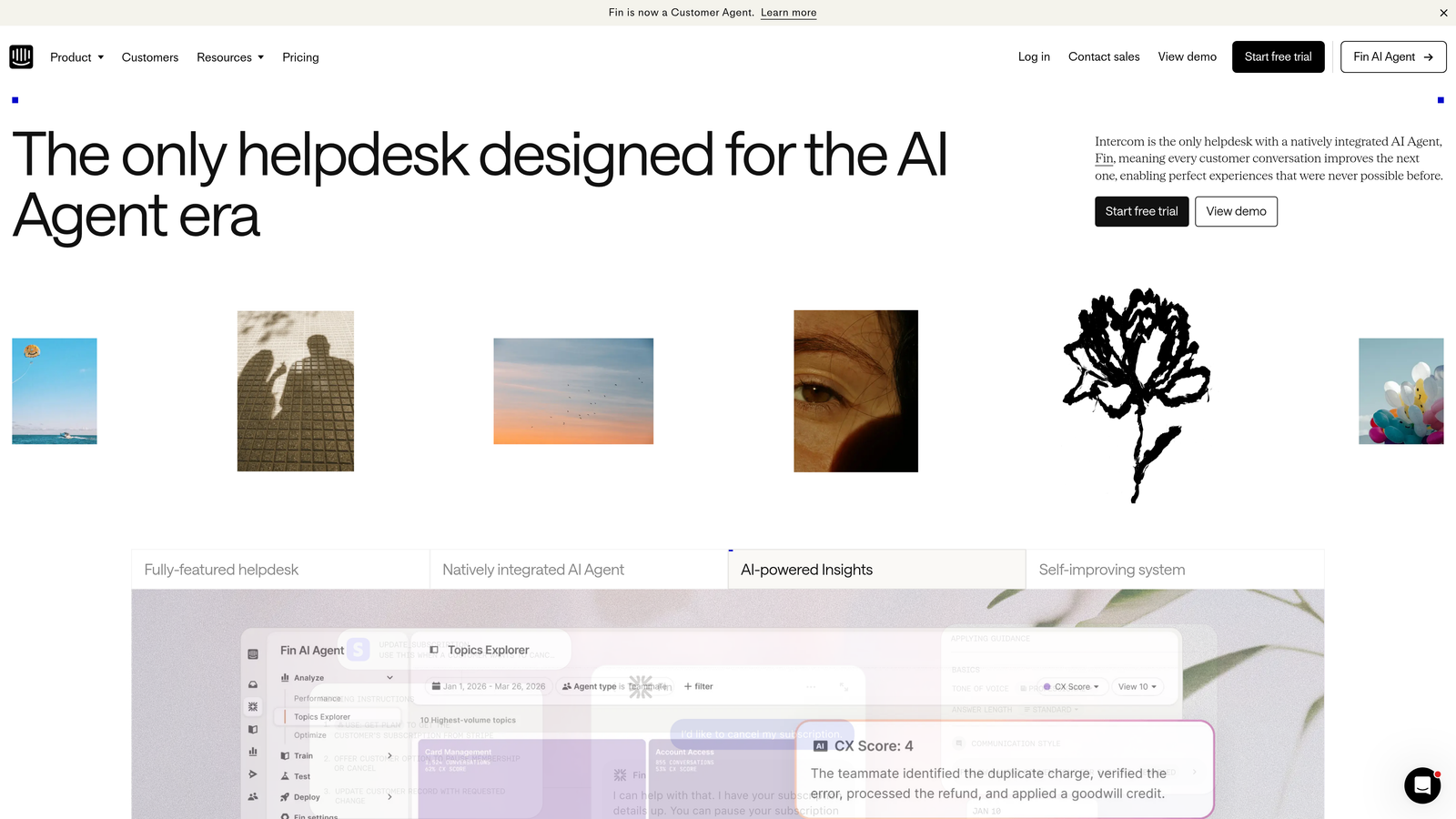 Screenshot of Intercom website