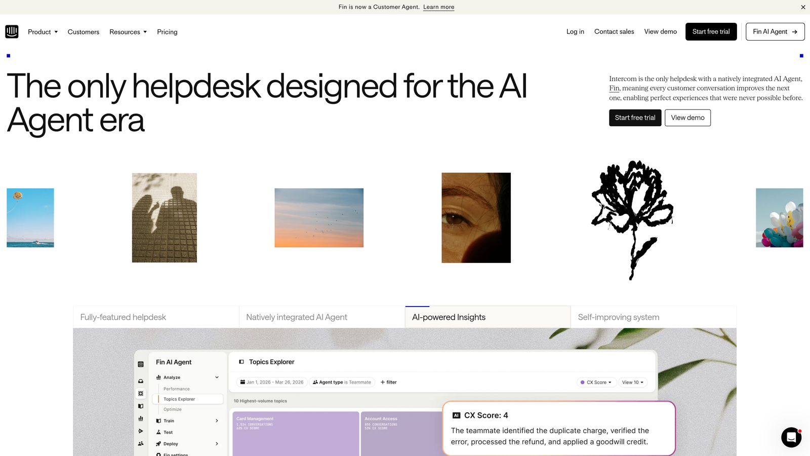 Screenshot of Intercom website