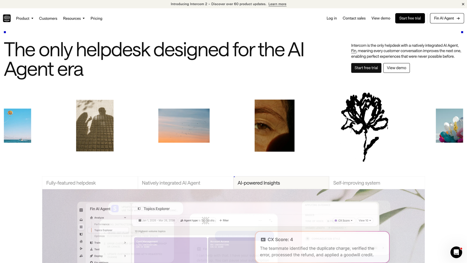 Screenshot of Intercom website