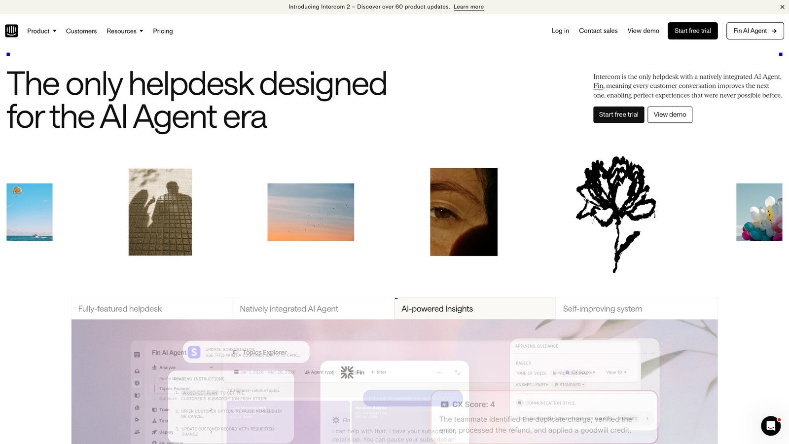 Screenshot of Intercom website