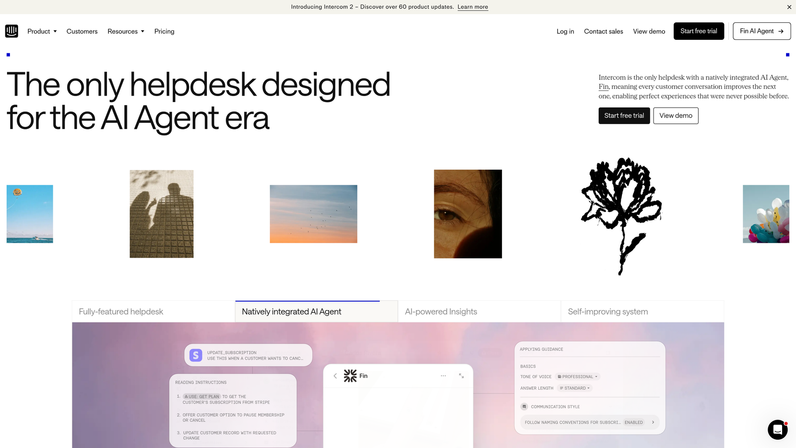 Screenshot of Intercom website