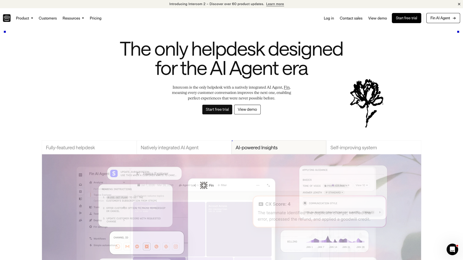 Screenshot of Intercom website