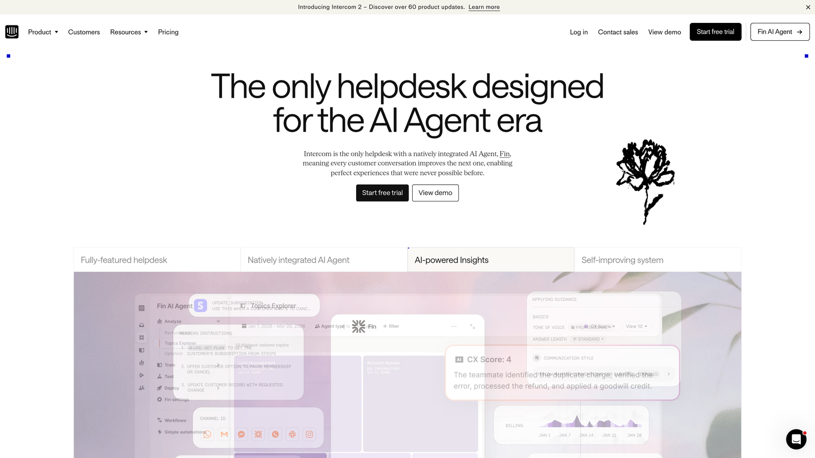 Screenshot of Intercom website