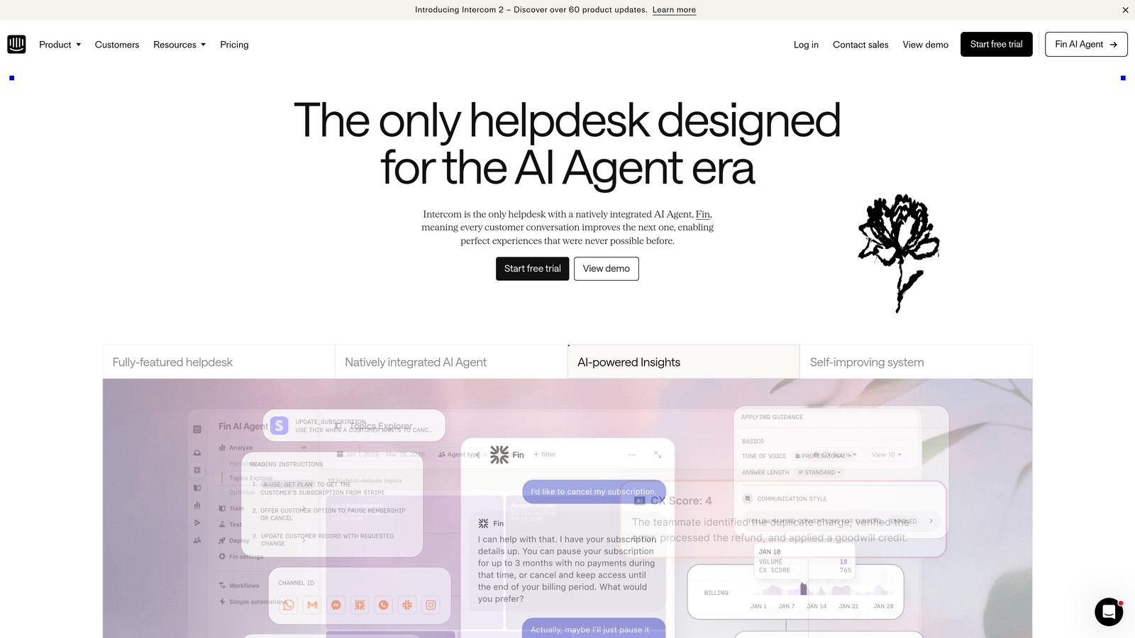 Screenshot of Intercom website