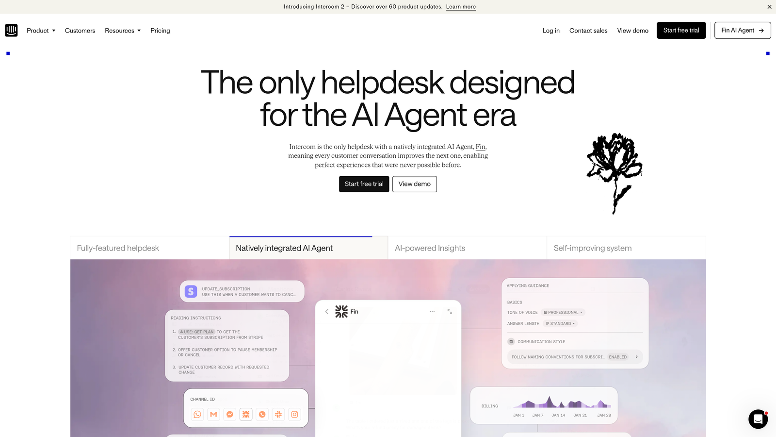 Screenshot of Intercom website
