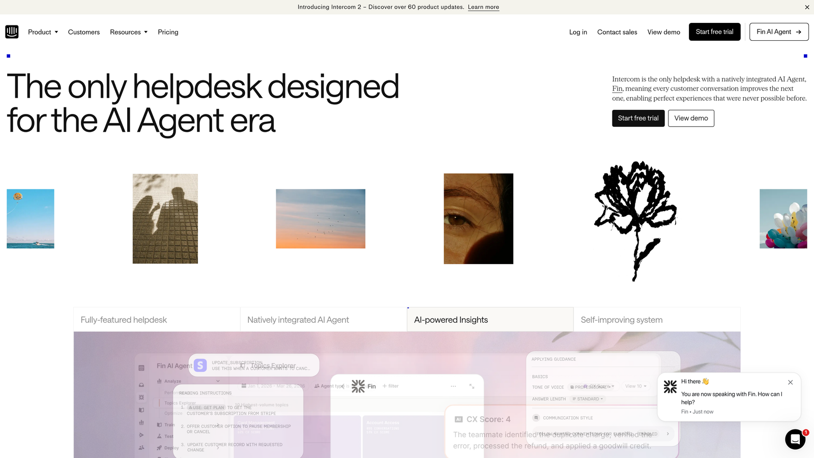 Screenshot of Intercom website