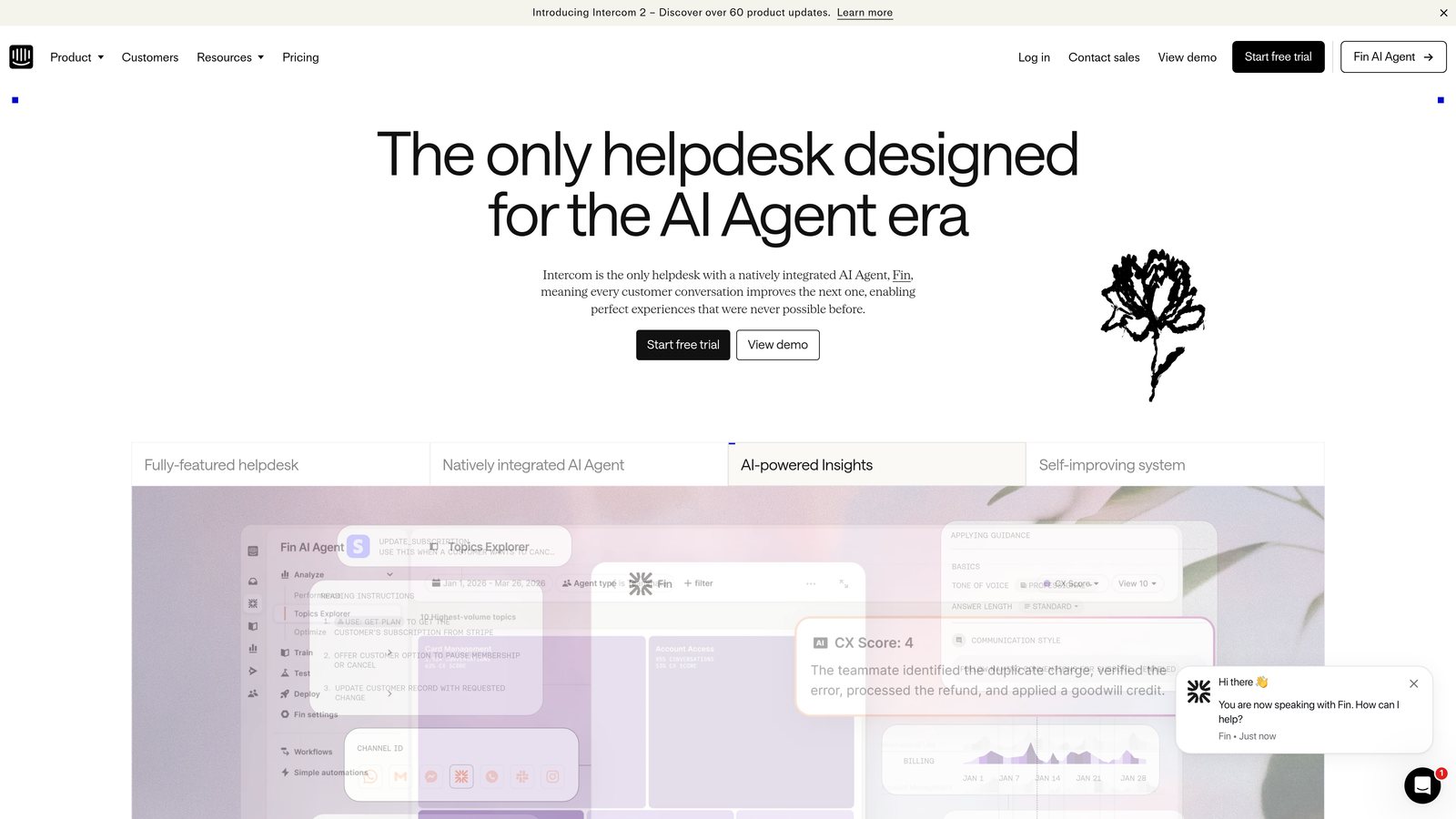 Screenshot of Intercom website