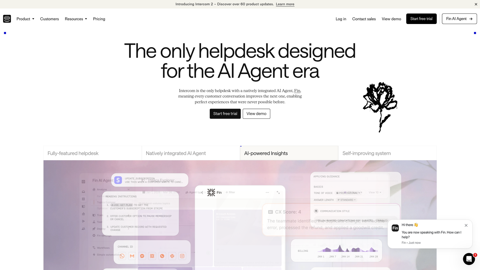 Screenshot of Intercom website