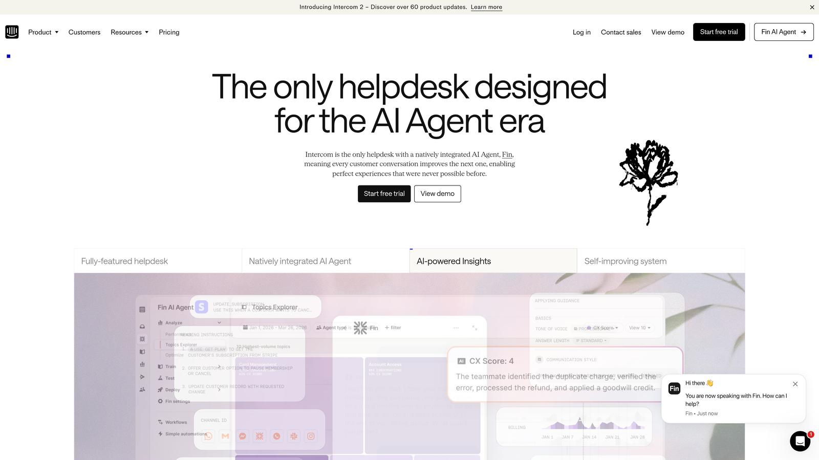 Screenshot of Intercom website