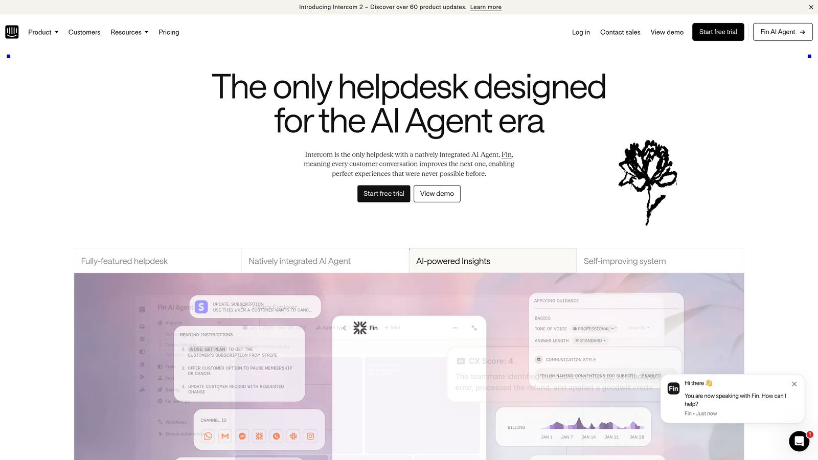 Screenshot of Intercom website