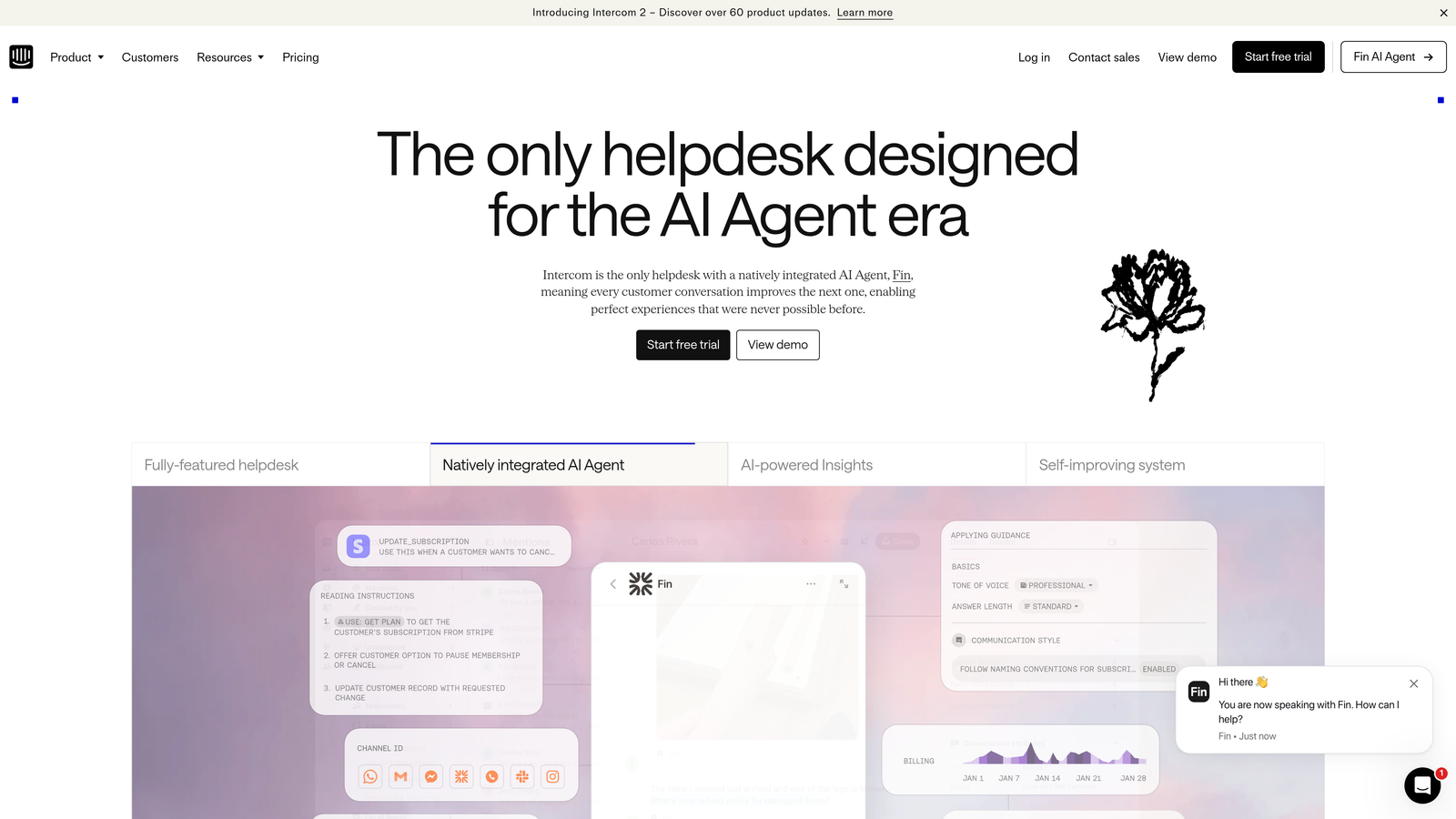 Screenshot of Intercom website