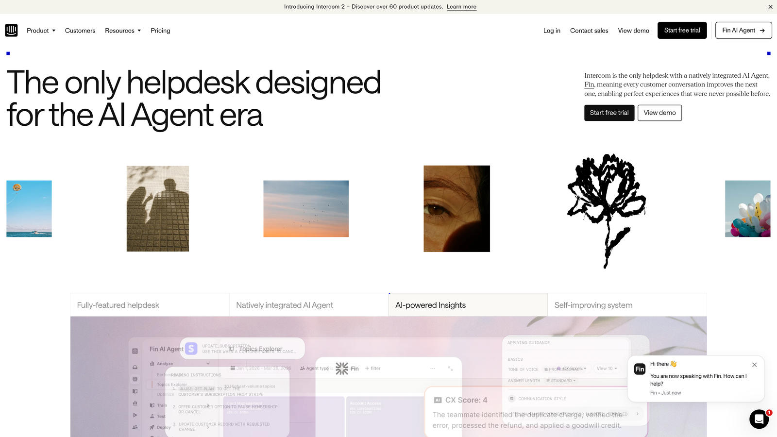 Screenshot of Intercom website
