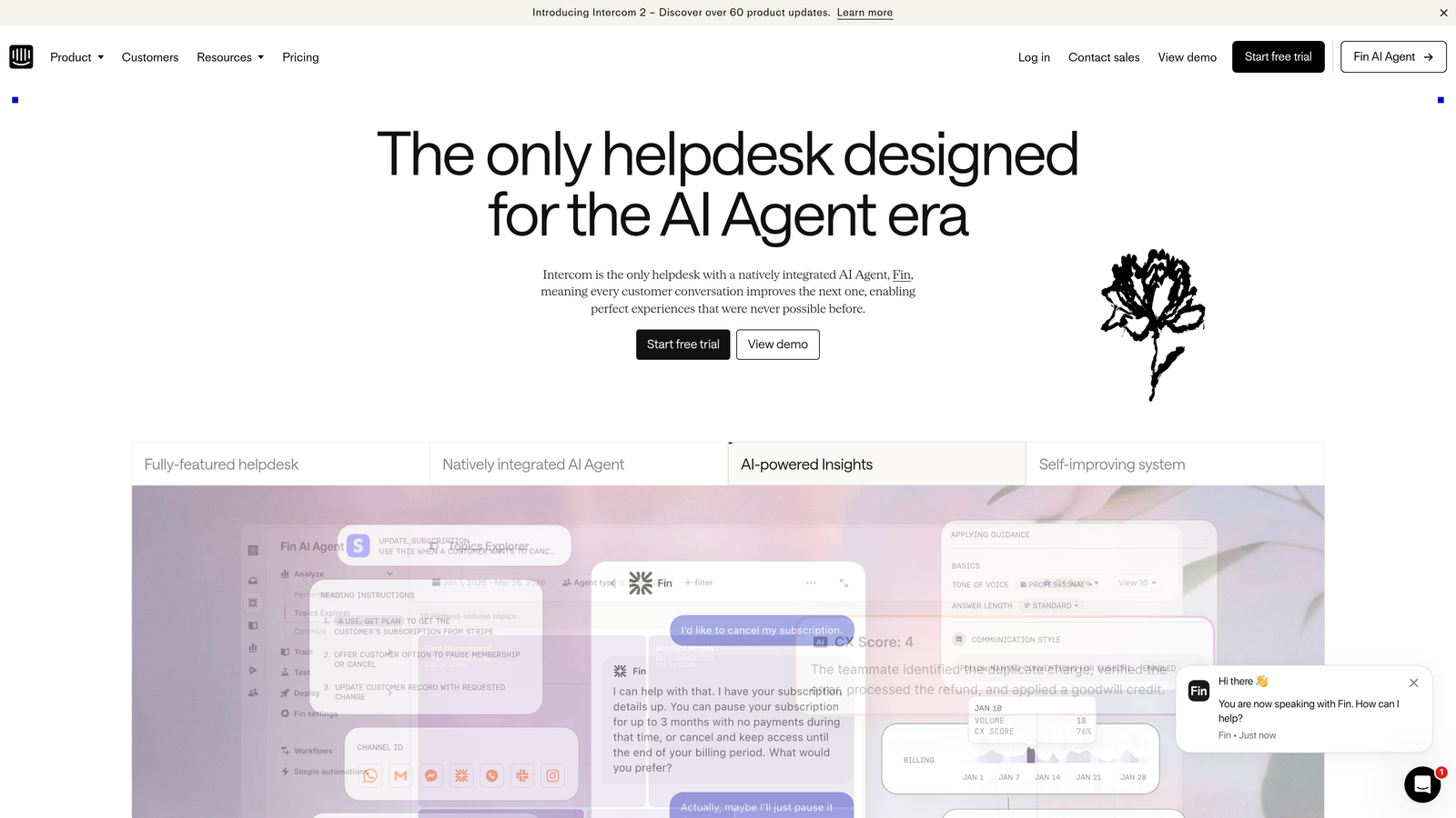 Screenshot of Intercom website