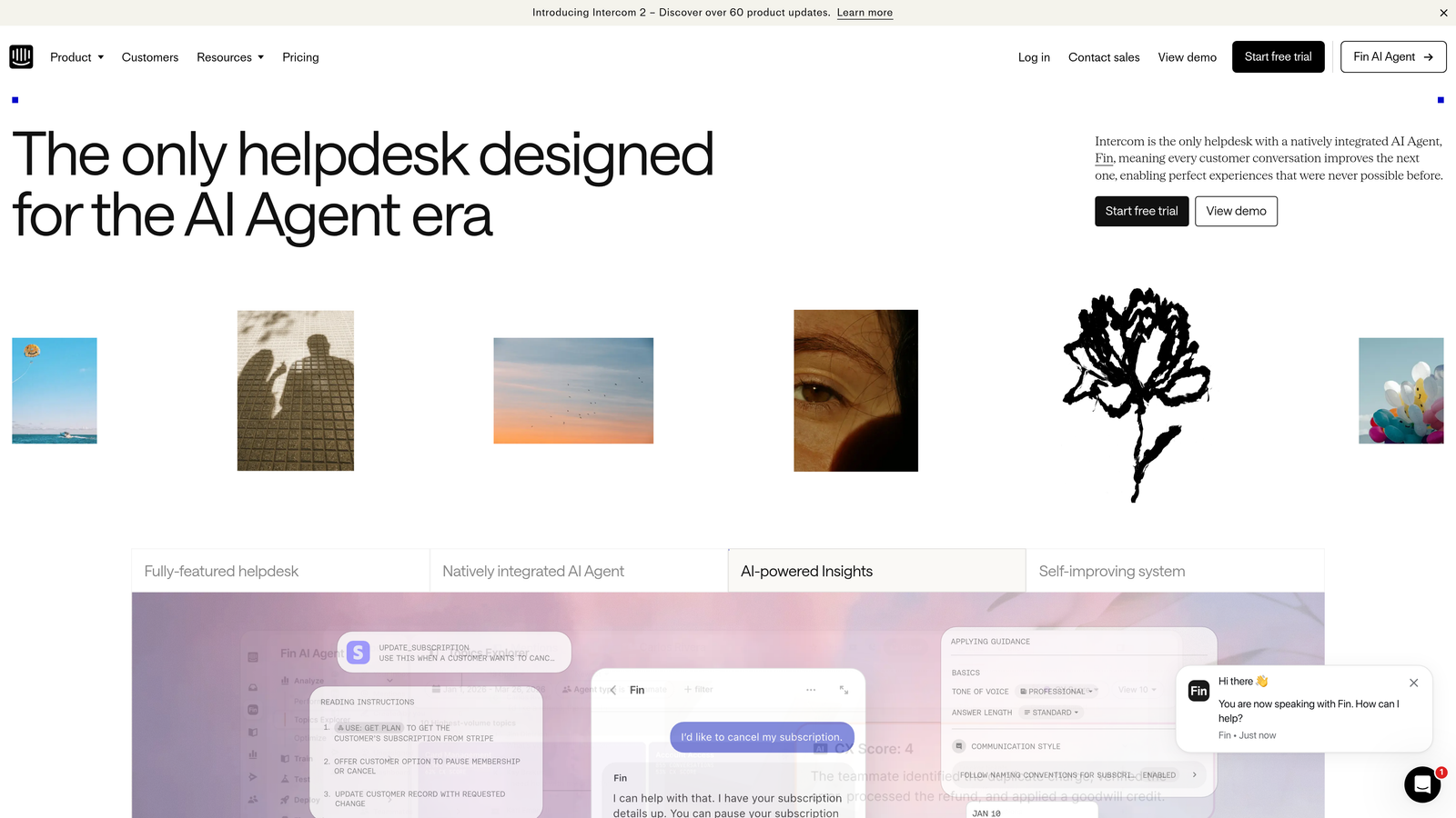 Screenshot of Intercom website