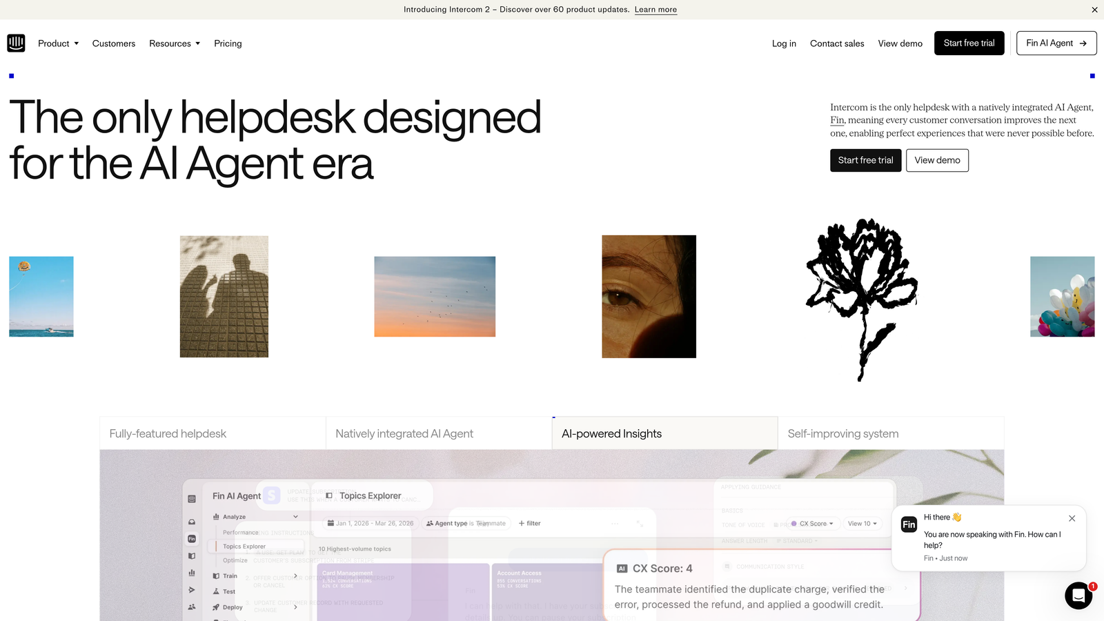 Screenshot of Intercom website
