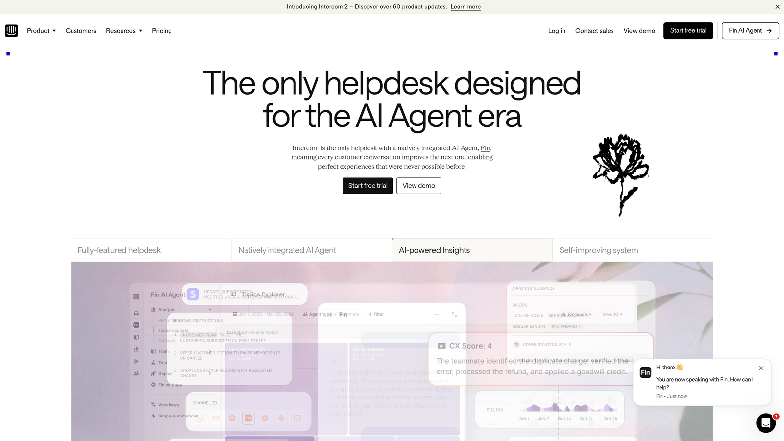 Screenshot of Intercom website